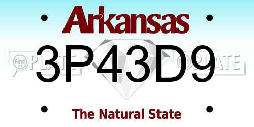3P43D9 Arkansas License Plate