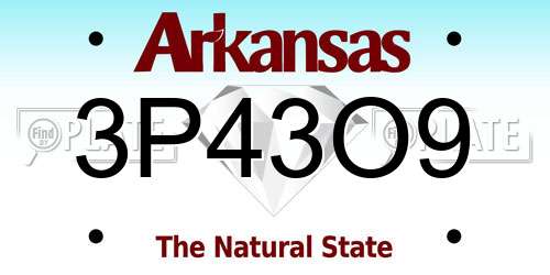 3P43O9 Arkansas License Plate