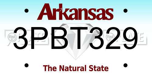3PBT329 Arkansas License Plate