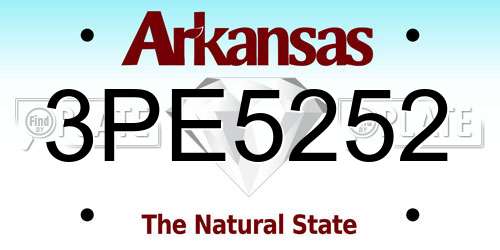 3PE5252 Arkansas License Plate