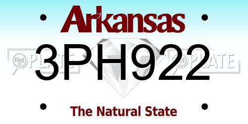 3PH922 Arkansas License Plate