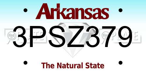 3PSZ379 Arkansas License Plate
