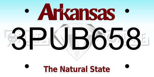 3PUB658 Arkansas License Plate