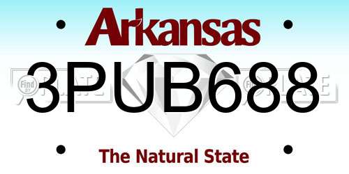 3PUB688 Arkansas License Plate