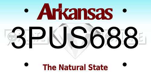 3PUS688 Arkansas License Plate
