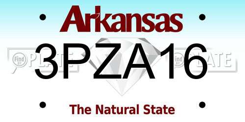 3PZA16 Arkansas License Plate
