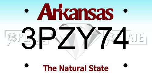 3PZY74 Arkansas License Plate