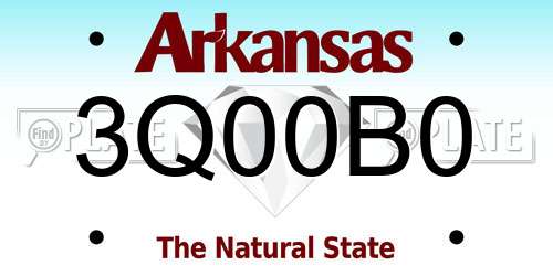 3Q00B0 Arkansas License Plate