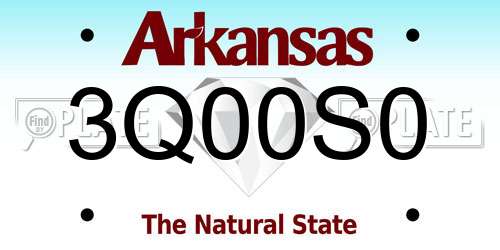 3Q00S0 Arkansas License Plate