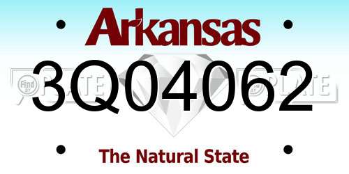 3Q04062 Arkansas License Plate
