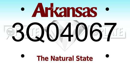 3Q04067 Arkansas License Plate