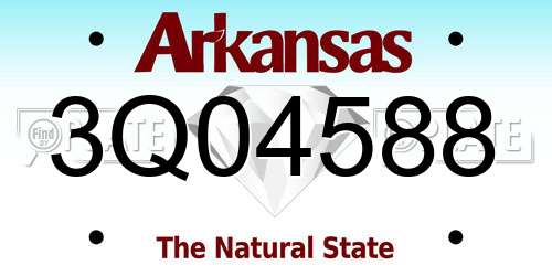 3Q04588 Arkansas License Plate