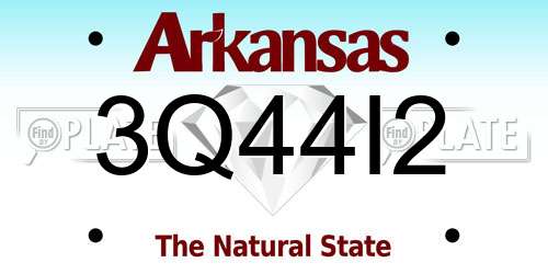 3Q44I2 Arkansas License Plate
