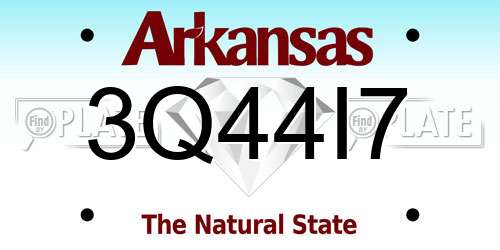 3Q44I7 Arkansas License Plate