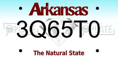 3Q65T0 Arkansas License Plate