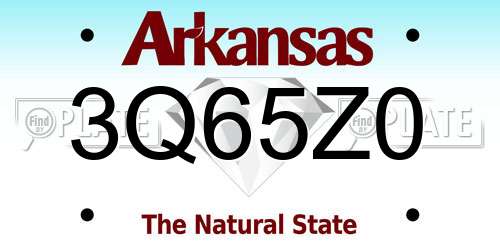 3Q65Z0 Arkansas License Plate