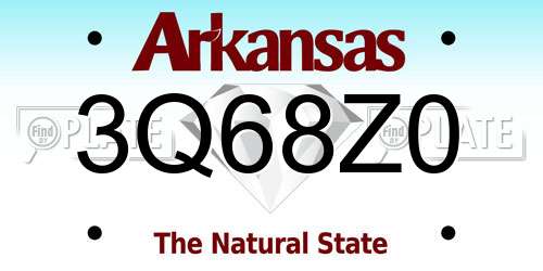 3Q68Z0 Arkansas License Plate