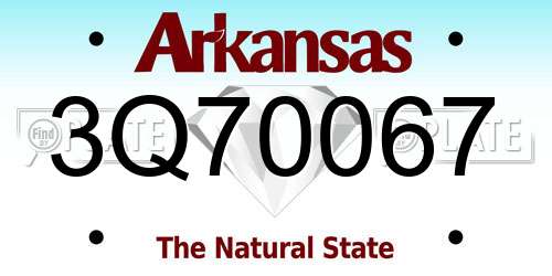 3Q70067 Arkansas License Plate