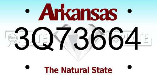 3Q73664 Arkansas License Plate