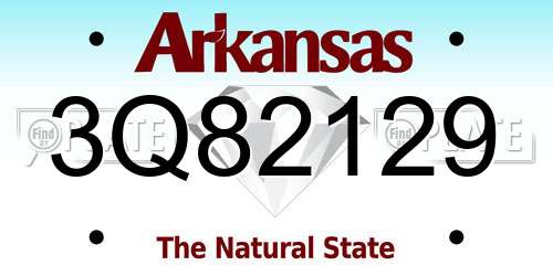 3Q82129 Arkansas License Plate
