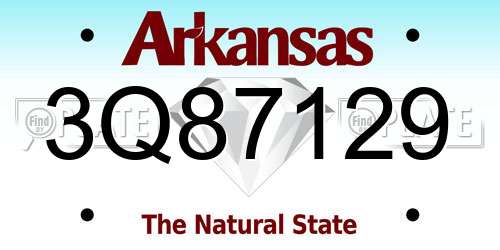 3Q87129 Arkansas License Plate