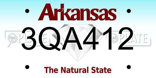 3QA412 Arkansas License Plate