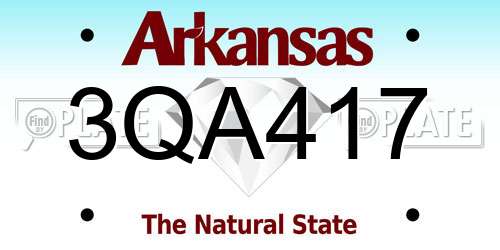 3QA417 Arkansas License Plate
