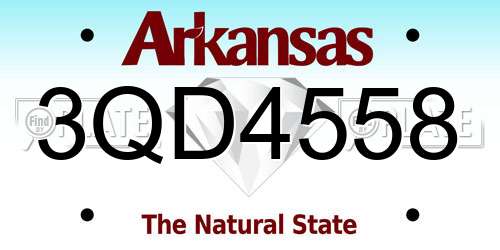 3QD4558 Arkansas License Plate