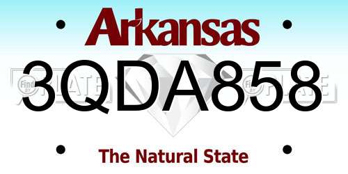 3QDA858 Arkansas License Plate
