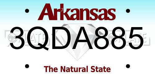 3QDA885 Arkansas License Plate