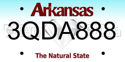 3QDA888 Arkansas License Plate