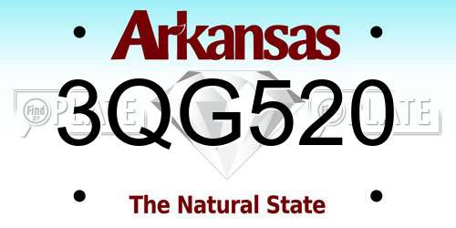 3QG520 Arkansas License Plate
