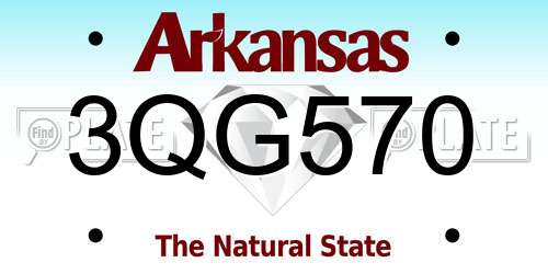 3QG570 Arkansas License Plate