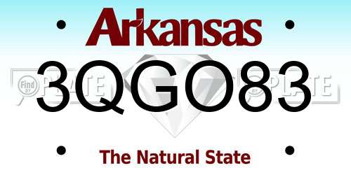 3QGO83 Arkansas License Plate