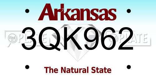 3QK962 Arkansas License Plate