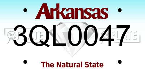 3QL0047 Arkansas License Plate