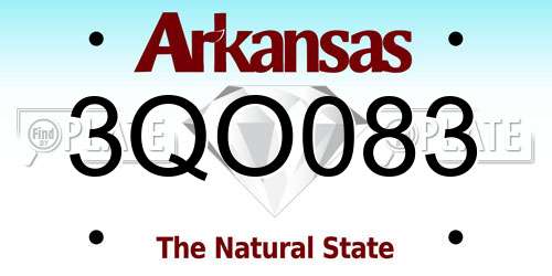 3QO083 Arkansas License Plate