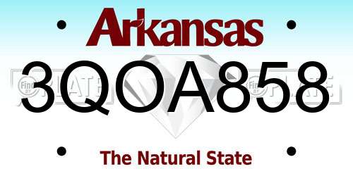 3QOA858 Arkansas License Plate