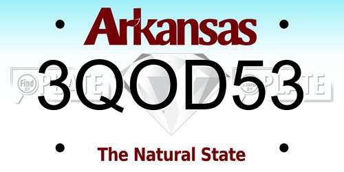 3QOD53 Arkansas License Plate