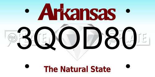 3QOD80 Arkansas License Plate