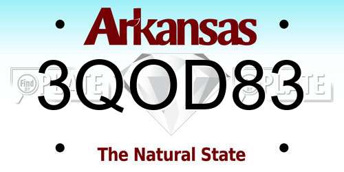 3QOD83 Arkansas License Plate