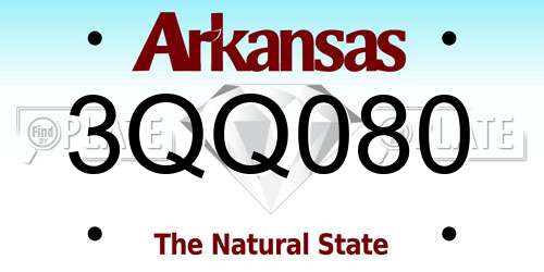 3QQ080 Arkansas License Plate