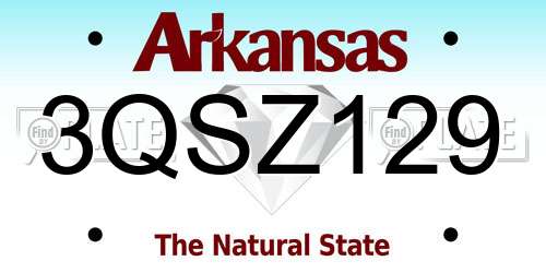 3QSZ129 Arkansas License Plate