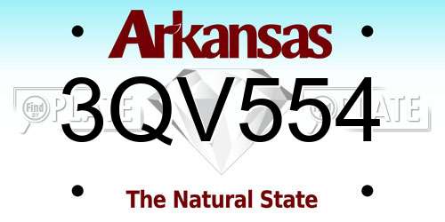 3QV554 Arkansas License Plate