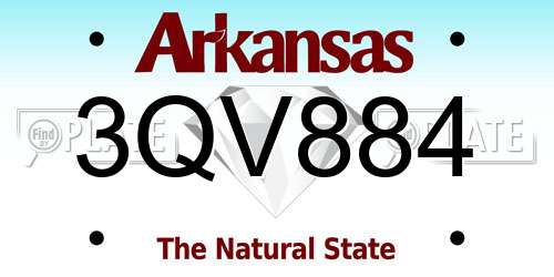 3QV884 Arkansas License Plate