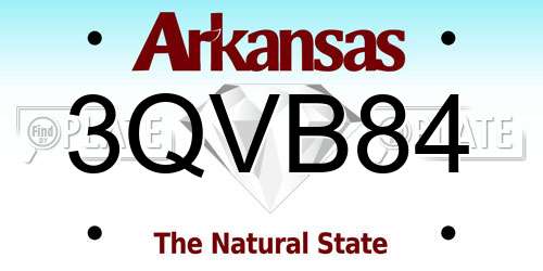 3QVB84 Arkansas License Plate