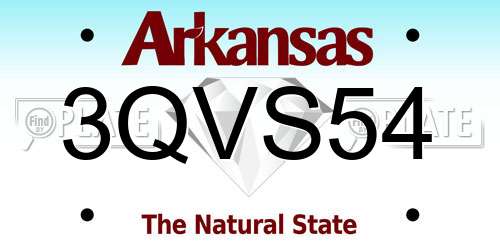 3QVS54 Arkansas License Plate
