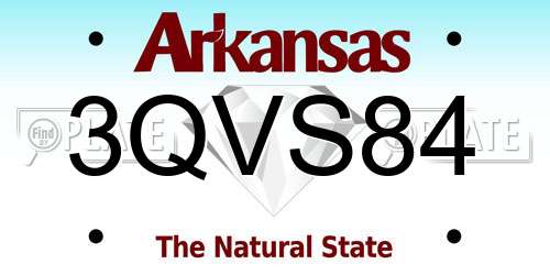 3QVS84 Arkansas License Plate