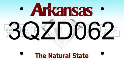 3QZD062 Arkansas License Plate