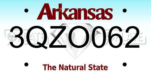 3QZO062 Arkansas License Plate